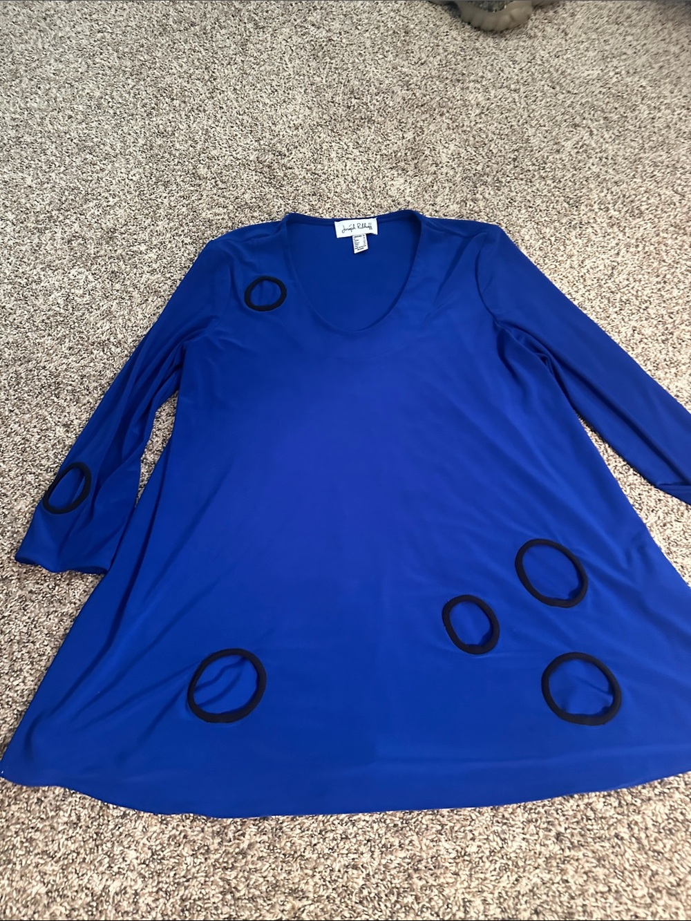 Joseph Ribkoff Royal Blue Long Sleeve Tunic with Circle Appliqués and cutouts